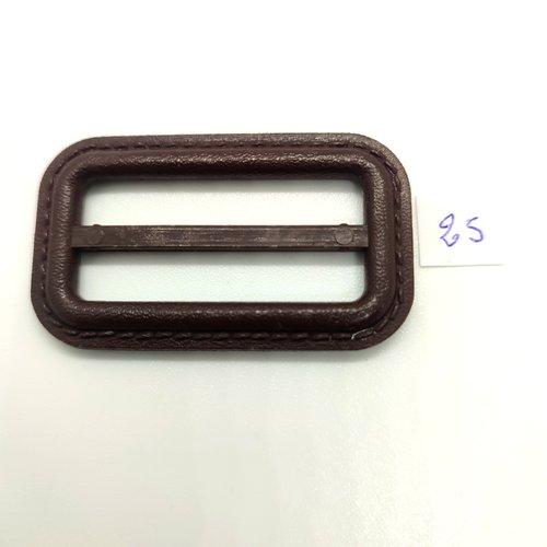 1 boucle de ceinture coulissante en résine marron - 31x54mm