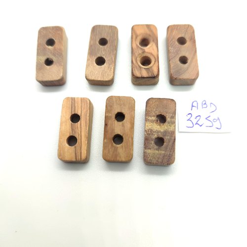 6 boutons brandebourg en bois marron- 9x20mm - abd3259