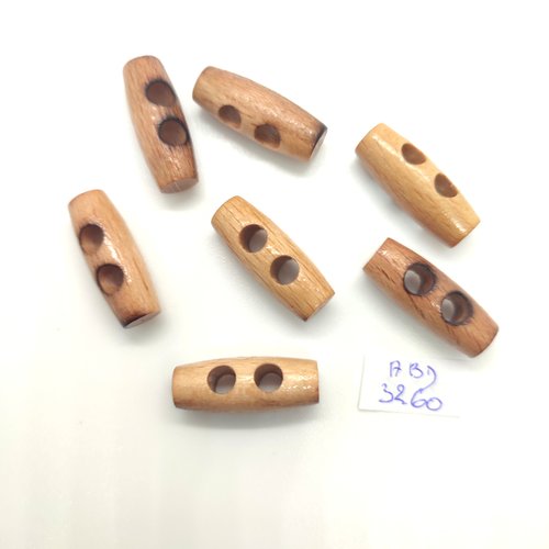 7 boutons brandebourg en bois marron- 10x25mm - abd3260