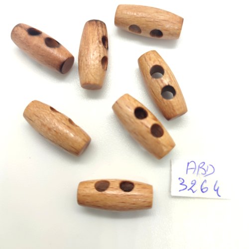 6 boutons brandebourg en bois marron- 26x28mm - abd3264