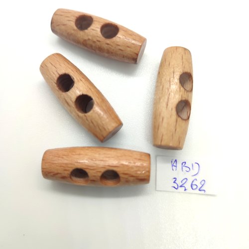 4 boutons brandebourg en bois marron- 11x30mm - abd3262