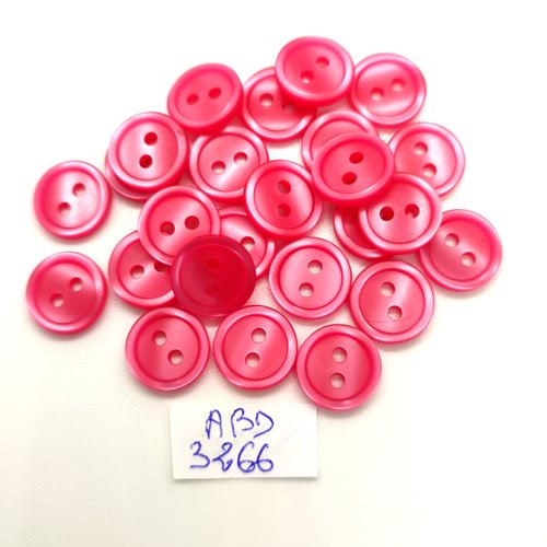 25 boutons en résine rose - 11mm - abd3266