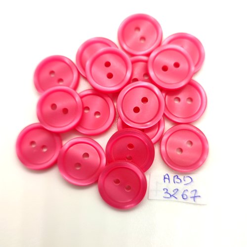 17 boutons en résine fuchsia - 15mm - abd3267