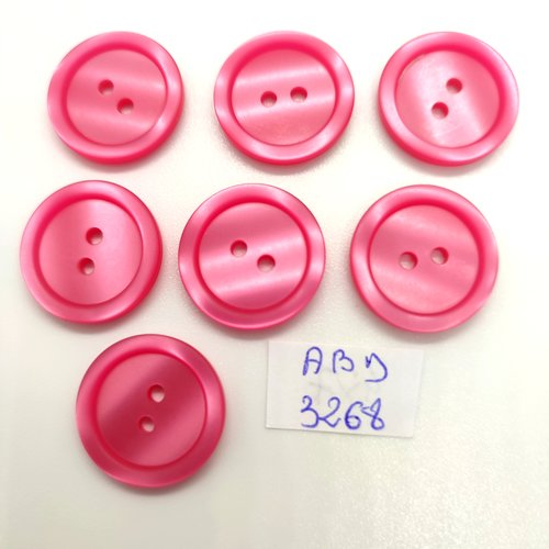 7 boutons en résine rose - 20mm - abd3268