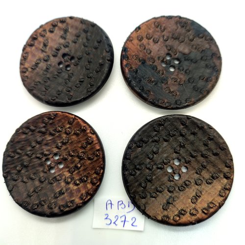 4 boutons en résine marron - 39mm - abd3272