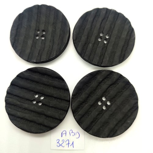 4 boutons en résine noir - 39mm - abd3271
