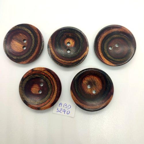 5 boutons en résine marron dégradé - 34mm - abd3270