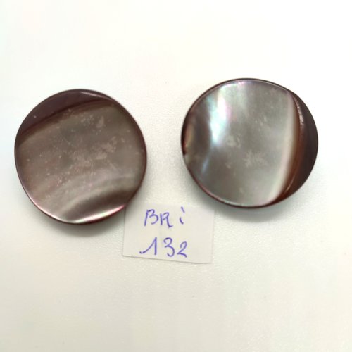 2 boutons en nacre gris - 26mm - bri132