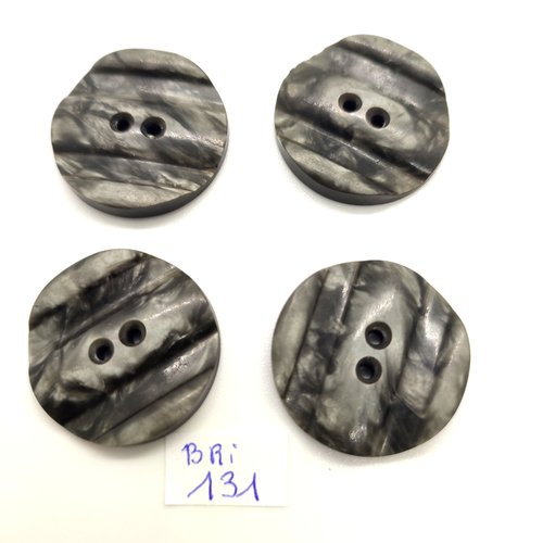 4 boutons en résine gris - 26mm - bri131