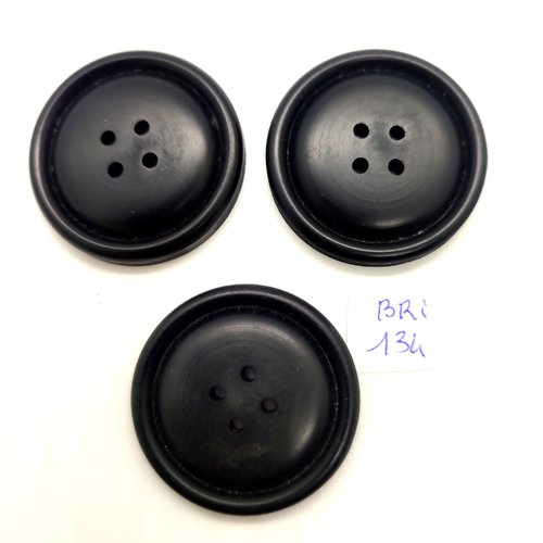3 boutons en résine noir - 36mm - bri134