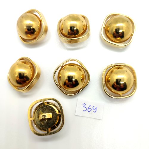 8 boutons en résine doré - 19x19mm - 369