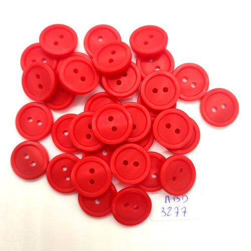 33 boutons en résine rouge - 15mm - abd3277