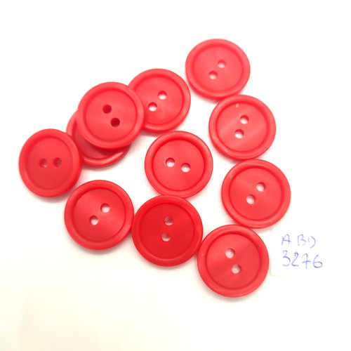 11 boutons en résine rouge - 18mm - abd3276