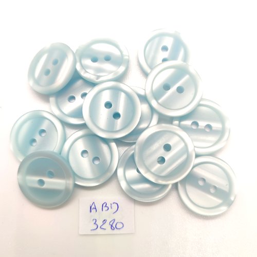 14 boutons en résine bleu - 18mm - abd3280