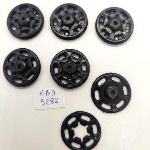 6 boutons pressions en résine noir - 21mm - abd3282