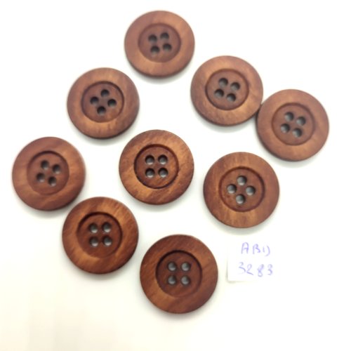 9 boutons en résine marron - 21mm - abd3283
