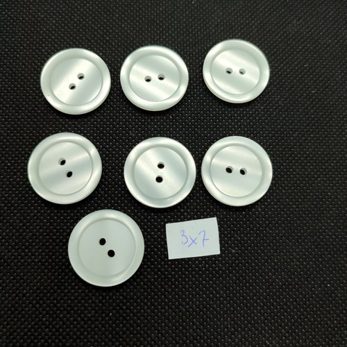 7 boutons en résine blanc - 22mm - abd3286