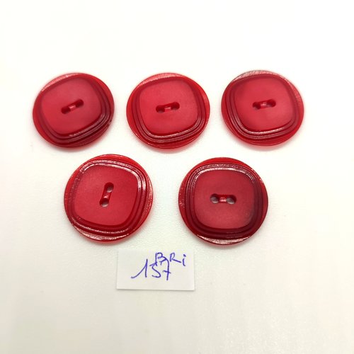5 boutons en résine rouge - 21/22mm - bri157
