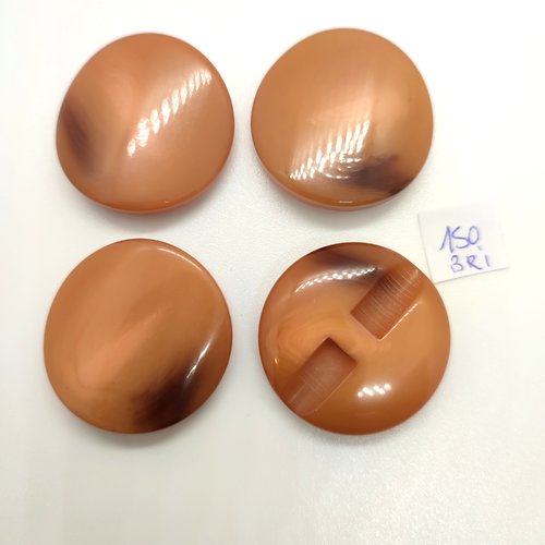 4 boutons en résine beige foncé - 31mm - bri150
