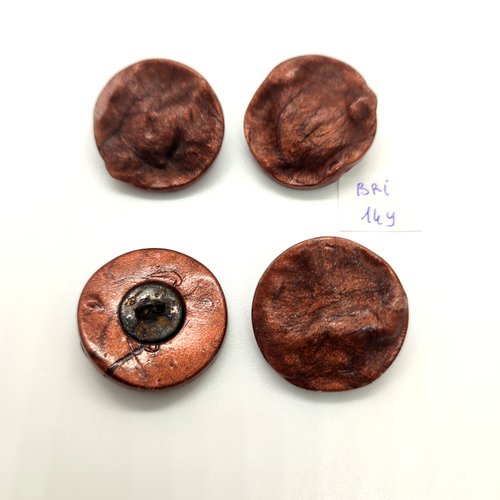 4 boutons en résine marron - 28mm - bri149