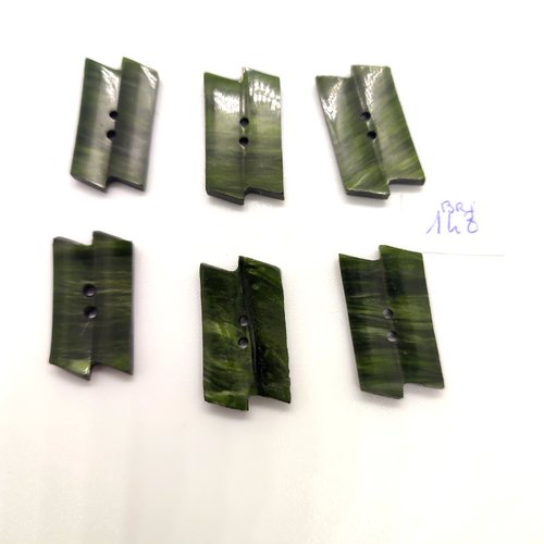 6 boutons en résine vert - 15x27mm - bri148