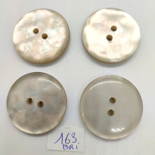 4 boutons en résine beige clair - 30mm - bri163