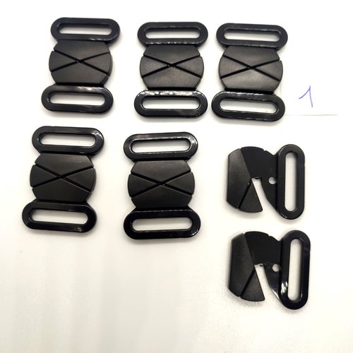 5 attaches en résine noir - fermé 23x32mm - 1