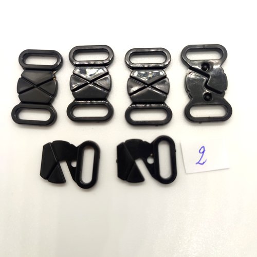 5 attaches en résine noir - fermé 16x27mm - 2