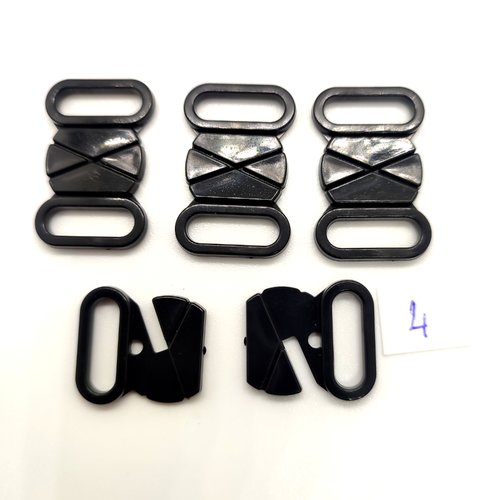 4 attaches en résine noir - fermé 19x30mm - 4