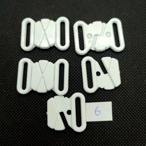 5 attaches en résine blanc - fermé 24x33mm - 6