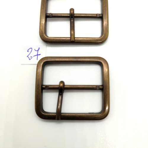 2 boucles de ceinture en métal bronze - 33x38mm