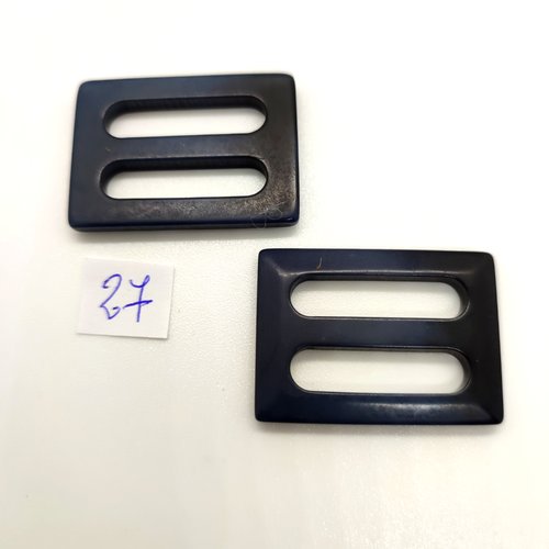 2 boucles de ceinture coulissante en résine noir - 34x54mm