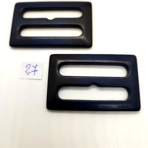 2 boucles de ceinture coulissante en résine gris foncé - 34x53mm