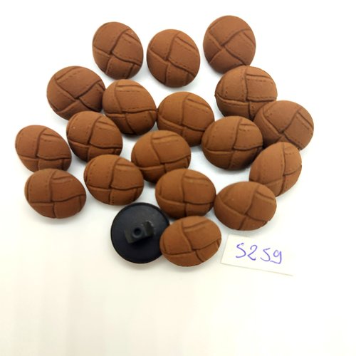 19 boutons en résine marron et noir dessous - 16mm - tr5259