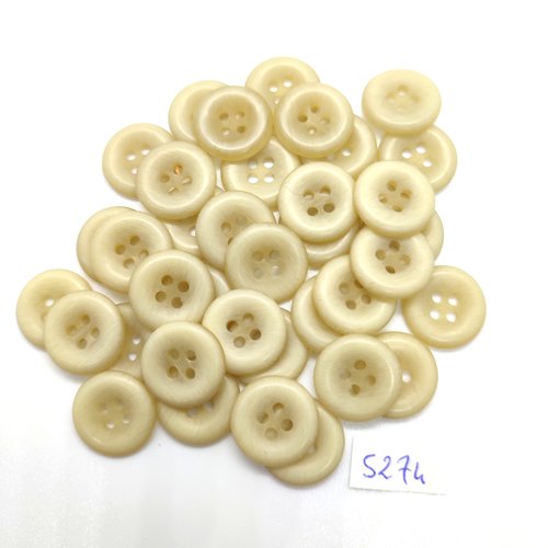 37 boutons en résine beige - 15mm - tr5274