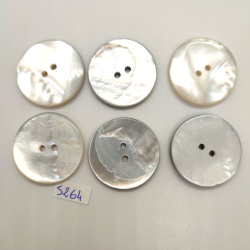 6 boutons en nacre gris - 31mm - tr5264