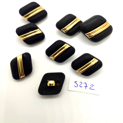 8 boutons en résine noir et doré - 17x23mm et 14x19mm - tr5272