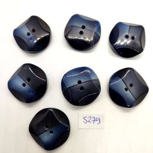 7 boutons en résine bleu - 25mm - tr5279