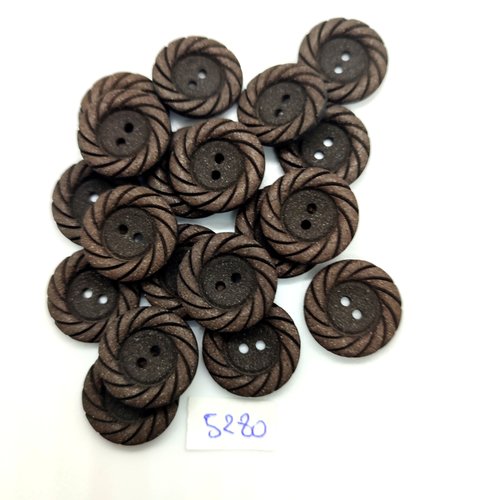 19 boutons en résine marron - 18mm - tr5280