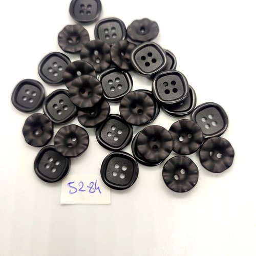 30 boutons en résine noir - 13mm et 14mm - tr5284