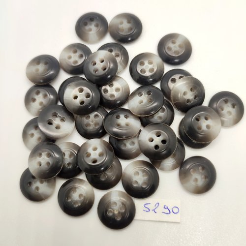 35 boutons en résine gris dégradé - 15mm - tr5290