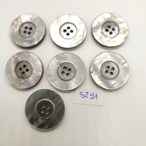 7 boutons en résine gris clair - 25mm - tr5291