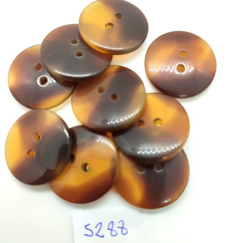 10 boutons en résine marron - 20mm - tr5288