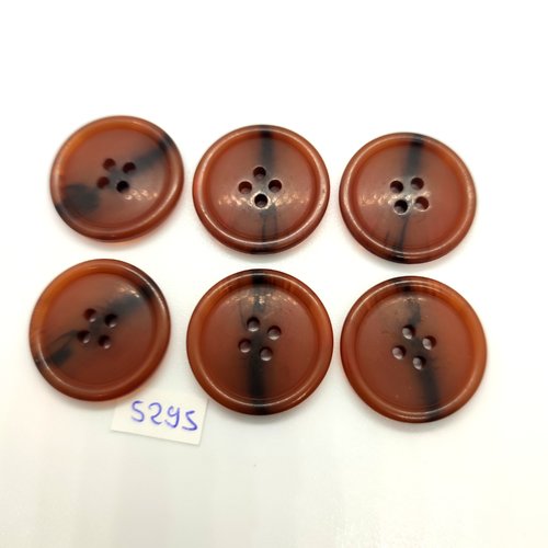 6 boutons en résine marron - 25mm - tr5295