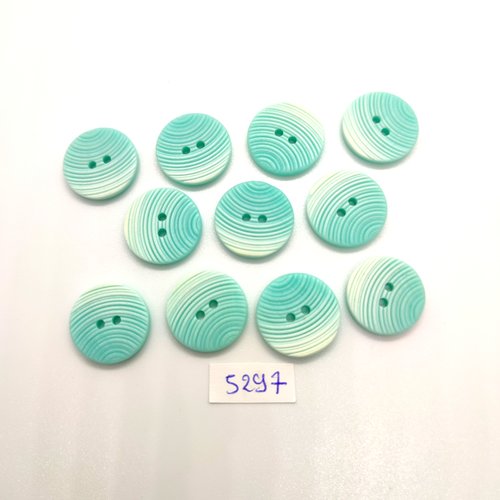 11 boutons en résine vert d'eau / bleu clair - 18mm - tr5297