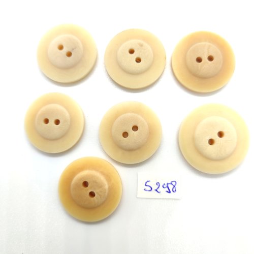 7 boutons en résine beige - 23mm - tr5298
