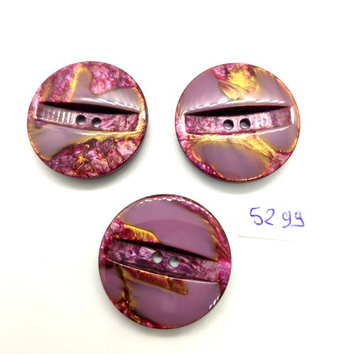 3 boutons en résine violet - 27mm - tr5299