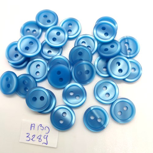 30 boutons en résine bleu - 11mm - abd3289