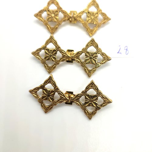 3 boucles de ceinture / agrafe métal doré - fermé 5x15mm
