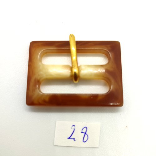 1 boucle de ceinture résine marron et beige - 25x35mm